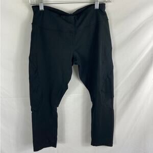 Zella Mesh Cutout Black Crop leggings Size Medium